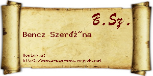 Bencz Szeréna névjegykártya