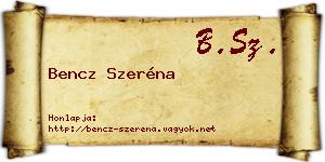 Bencz Szeréna névjegykártya